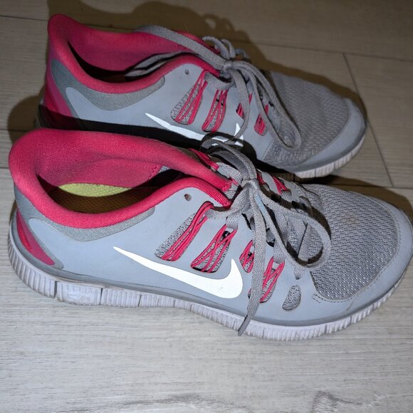 Nike Shoes - Nike Womens Free 5.0 Running Athletic Shoes Gray Pink Size 7